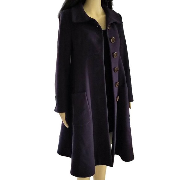 Salvatore Ferragamo Royal Plum Principessa Peacoat Swing Coat - Picture 9 of 14